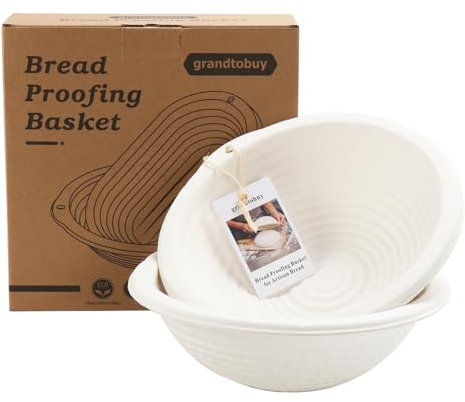 2 x10inch Round Sourdough Banneton Bread Proofing Basket Bread Baking Supply Pulp Bread Proving Basket with Linen Liners for Professional and Homemade Artisan Bread
