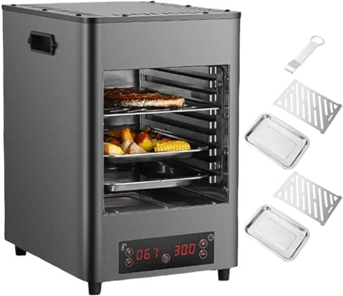 twostronking Asador Eléctrico para Carne De 1700 W, Precalentamiento Rápido De 5 Minutos, con 8 Ranuras para Asar, Tiempo Y Temperatura Ajustables, Máxima De 800 ℃, Adecuado para Cocinas Interiores