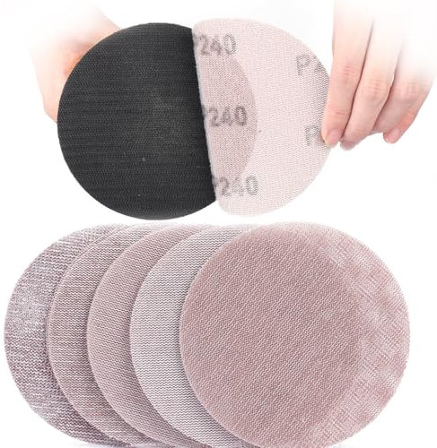 Sruhrak 50 pezzi di carta abrasiva, 125mm rete abrasiva 80/120/180/240/400 grana dischi abrasivi per levigatrici a secco levigatrici orbitali casuali