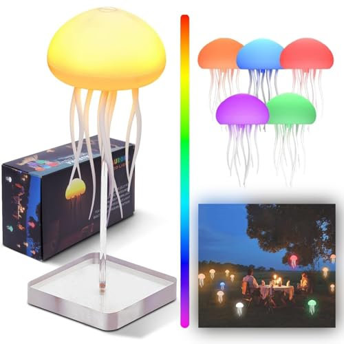 Lampe Jellyfish Lamp,Quallen Lampe,LED Fantasy Quallenlampe,RGB Schwebende Jellyfish Licht,Stimmungslicht Nachttischlampe Kinder,Atmosphärenbeleuchtung,Leuchtende Quallen,Deko Lampe für Zuhause