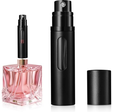 Atomizador de Perfume Recargable 5ml de Viaje, Mini Dispensador con Frasco Negro