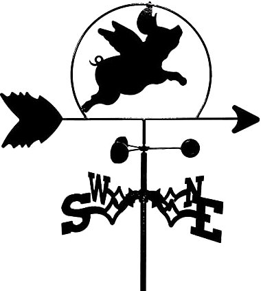 SaryEdge Wetterfahne, fliegendes Schwein, Silhouette, Orientierungsanzeiger, Wetterhahn aus Edelstahl, Messwerkzeug mit Rostschutzbeschichtung für Tierdekorationen im Freien(