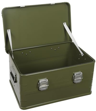 Alubox 50 L, Aluminiumbox mit 1 mm Wandstärke, extra stabil - spritzwasser- und staubdicht, stapelbar - Alukiste einsetzbar als Transportbox, Lagerbox, Werkzeugkiste - Alu Boxen (Grün)