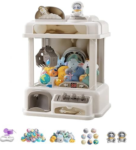 CUCUKAKA Greifautomat Kinder, Süßigkeiten Spender Automat mit Licht Und Musik,2panda-Puppe,25 Plüschtieren,20 Gashapons, Spielautomaten Geschenkideen für Kinds im Alter von 4-12
