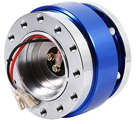 Saluaqui Universal Steering Wheel Arrow Storage Case Hub Adapter Kit with 6-Hole Screw/Fastener, Ball-Lock Mechanism, Billet Aluminum for Racing Steering Wheels - Blue (Blue)