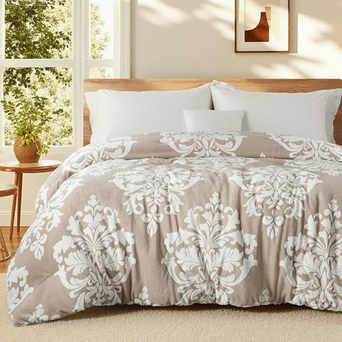 Exclusivo Mezcla 7.5 Tog Soft Fleece King Size Coverless Duvet, Camel | 220x230 cm, Reversible Fluffy Flannel Comforter, Luxury 3D Boho Pre-washed Microfiber Quilt, Stylish Home Decor, All Seasons