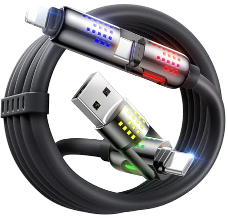 MAGIC JOHN 240W 4 in 1 Multi Ladekabel [2M] Schnellladekabel mit E-Mark Chip, Multi USB Kabel für iPhone 17/Pro Max, Air,16,15,14,13,12 Serie, MacBook, iPad, Galaxy, Schwarz