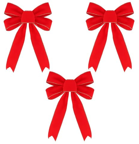 DvBCNMe 3 Stück Geschenkschleife Groß, Rote Schleife für Weihnachtsdekoration, 23 x 33 cm Große Geschenkschleife für Tür, Garten, Treppe und Geschenkverpackung