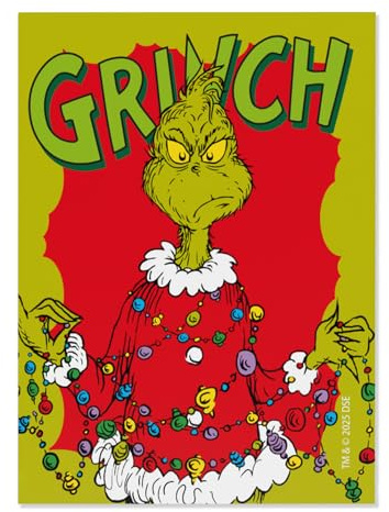 The Grinch – Weihnachtsdeko Magnet einzeln Grün für Kühlschrank & Magnettafel – Kühlschrankmagnet 8,5×5,5 cm mit lustigem Weihnachtsmotiv – Magnete Fridge Magnets als Mitgebsel & Geschenkidee