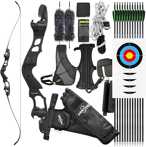 FQH Adult Hunting ILF Recurve-Bogenset – 62 Takedown 40/50 lbs, rechtshändig, mit Gordon-Bogenarmen, CNC-gefertigt (50 LBS)