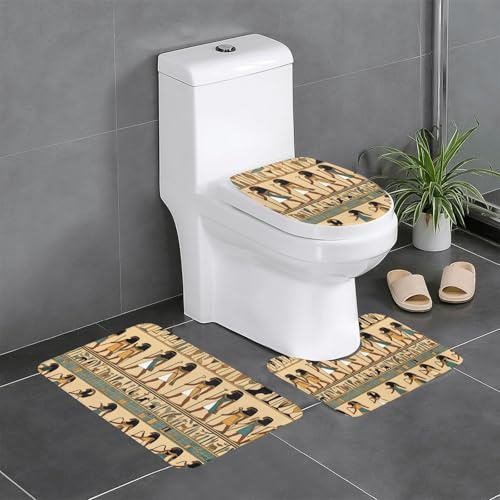 SMAZDFXX Conjunto de Tres Piezas de Alfombra de baño Antideslizante de Secado rápido con Imagen de Mujeres en el Antiguo Egipto.