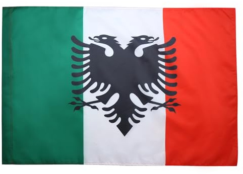 AZ FLAG Drapeau Arbëresh d'Italie du Sud 90x60 cm Polyester 100D Fourreau | Usage intérieur et extérieur Drapeau décoratif des Arberèches albanais Albanesi d'Italia coutures doubles et bords renforcés
