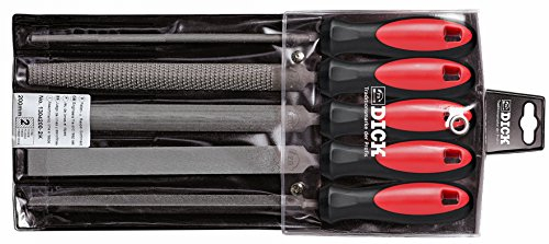 F. DICK Feilen, Raspel -Satz 5tlg. 200 mm (Feile, Raspel für allgemeine Arbeiten, Hieb 2, Holz,Stahl, Eisen, NE-Metall) 1304200-2K