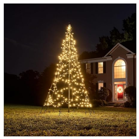 Fairybell LED-Weihnachtsbaum für draussen - 2 Meter - 300 LEDs - Weihnachtsbaum inklusive Mast - Warmweiss