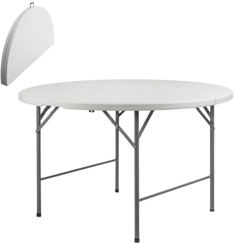 Mesa de jardín Blanca de plástico para Camping Garden - LOLAhome (Plegable)
