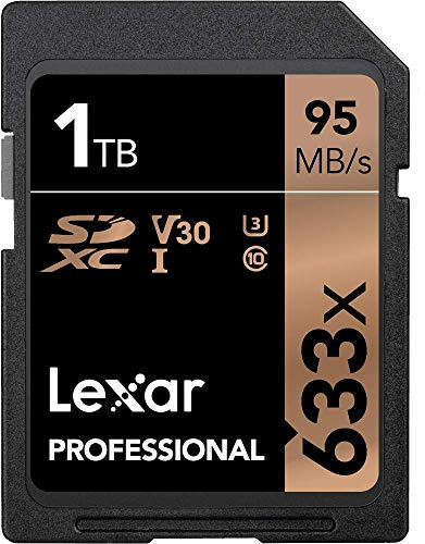 Lexar Professional 633x SD Karte 1TB, SDXC UHS-I Speicherkarte, Bis zu 95 MB/s Lesen, für DSLR-Mittelklasse, HD-Camcorder, 3D-Kameras (LSD1TCB633)