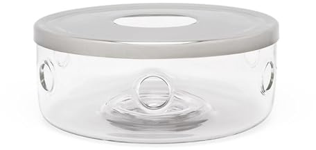 Bredemeijer rundes Stövchen aus Glas für 1 Teelicht Edelstahl Aufsatz Ø 15 cm