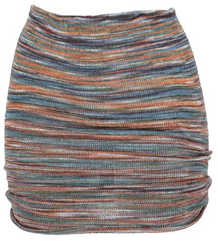 GURU SHOP Minirock, Boho Strickrock, Ethnorock - Rostorange/taubenblau, Damen