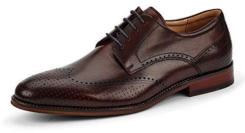DIGEL Selleng Herren Business Schuhe | Echtleder Derbys mit Brogue-Muster, Elegante Schnürschuhe für Büro, Hochzeit, Festliche Anlässe | Größe 45 EU