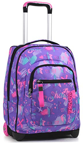 Seven Mochila con Ruedas, IRIDESCENT, Lila - Mochila 2 en 1, Mochila Escolar con Carro, Crossover System - Bolso Escolar Niños, para adolescentes - Bolsillo Interior con Organizador