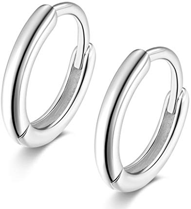 Creolen Silber 925 Damen Herren 9mm Ohrringe Klein Klappcreolen Knorpel Helix Ohrpiercing Einfach Kreolen Huggie Hoops Earrings Frauen