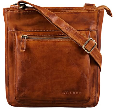 STILORD Kaja Vintage Ledertasche Damen Umhängetasche Handtasche Crossbody Bag Elegante Schultertasche Tasche für iPad 9.7 Zoll DIN A5 Echt Leder Farbe:larino - braun