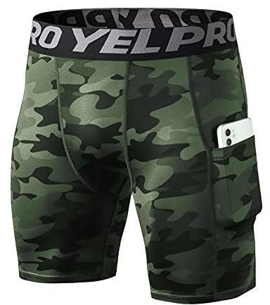 Yishengwan Mallas Cortas Hombre Running Secado Rápido con Bolsillo | Transpirable Pantalones Cortos de Compresión, para Correr Gimnasio Fitness Gym