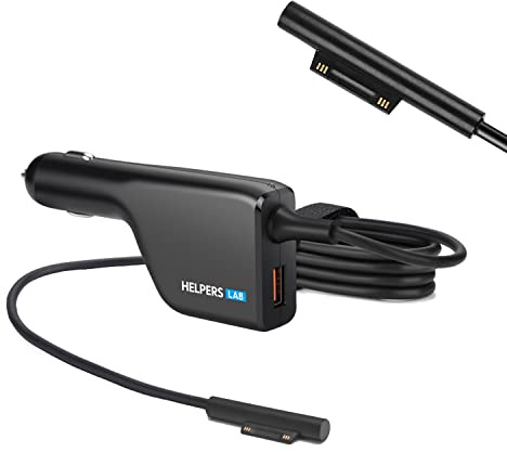 Surface KFZ-Ladegerät Netzteil mit USB QC3.0 Ladeanschluss für Surface Pro X 11 10 9 8 7 6 5 4 3, Surface Book 3 2 1, Surface Laptop 7 6 5 4 3 2 1 and Surface Go 15V 8A 6.33A 4A 2.58A