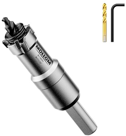 Mollom 11/16 (18mm) Hartmetall-Lochsäge Schwerlast mit 2 Zentrierbohrern | Industrielle Lochsägen zum Schneiden von Edelstahl, Baustahl, Eisen, Kupfer, Messing, Aluminium und Kunststoff