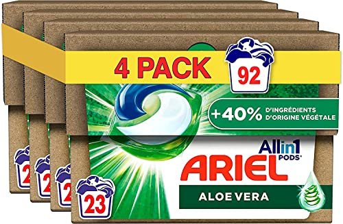 Ariel All-in-1 Pods Lessive Capsules, 92 Lavages, Fraîcheur Avec Une Touche De Aloe vera, 40% D’ingrédients D’origine Végétale En Plus