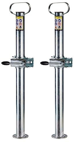 DEMA Anhängerstützen Set 2x70 cm, 1 Paar, für PKW Anhänger | mit Halterungen, mit Stützfuß, 450 kg Tragkraft, stabiles dickwandiges Rohr