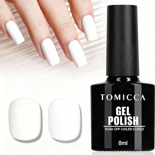 TOMICCA Gel Nagellack Weiß, 8ml UV Soak Off Nagellack für Nagelkunst und Maniküre DIY Geschenke