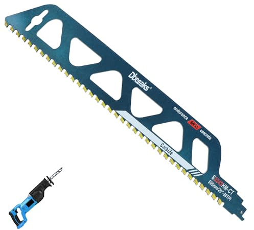 DBREAKS Säbelsägeblatt, Säbelsägeblatt Hartmetall, Säbelsägeblatter Stein, Sägeblatt Porenbeton, Zubehör Säbelsäge für Porenbeton/Ziegelstein/Beton/Gasbeton, Einhell/Bosch/Makita/Dewalt(S3243HM/505mm)