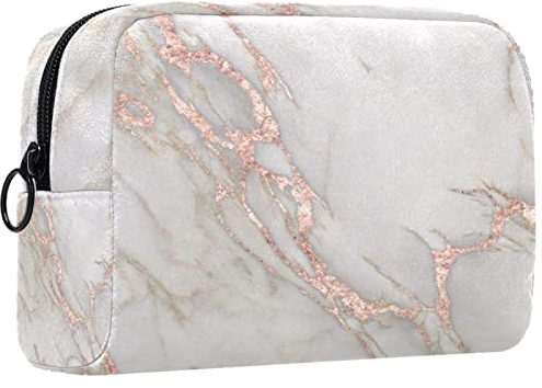 Kleine Schminktasche für Damen,Schminktasche, Reisekosmetiktasche,roségoldener Marmor Drucken