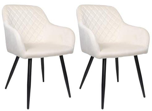 ALBATROS Esszimmerstuhl SALO – 2er Set Polsterstühle mit Armlehnen, Samt-Bezug, Beige | Küchen- & Esszimmerstühle für Küche, Wohnzimmer & Esszimmer | Esstisch Stühle