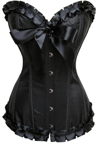WEITING Bogenspitze-Shapewear, europäisches und amerikanisches Palast-Knochenkorsett, Bauchstraffung, sexy Dessous, Schwarz, S