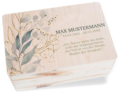 Holzkiste Erinnerungsbox - Trauer - Trauerbox für Kerzen | Trauerbox für Erwachsene | Trauergeschenk Sternkind Beerdigung - 30x20x14 cm - Holz - geschenkbox trauerkarten kiste verstorbene