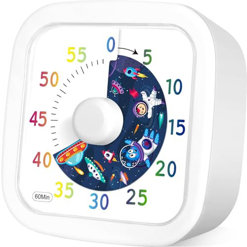 HYOJCWU Visueller Timer für Kinder, 60-Minuten Countdown Timer für Klassenzimmer Büro Küche,Schreibtisch Timers Kinder Zeitmanagement Tools mit leisem Betrieb,Sternenhimmel