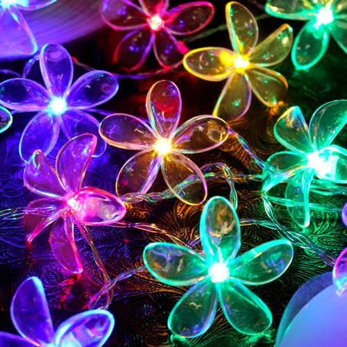 RECUTMS Flower String Lights 3M/10FT 20LEDs Battery Operated Hanging Morning Glory Decorative Fairy Light for Home Bedroom Garden Wedding Birthday Party Outdoor Indoor Decor(Colourful)