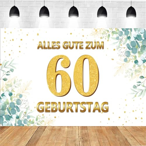 60 Geburtstag Banner Grün Mann Frau 60 Geburtstag Deko Grün deko | 60.ter Geburtstag Hintergrund Banner zum Happy 60th Birthday 60.Geburtstagsbanner für mann 110 * 180cm