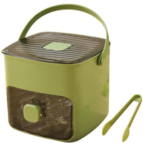 Appuyez sur Type Ice Cube Maker, Box Ice Avec Plateau et Bac de Rangement, 48 Grille Réutilisable Ice en Réseau de Glace pour les Cocktails et le Jus de Café, Idéal pour la Cuisine à Domicile green