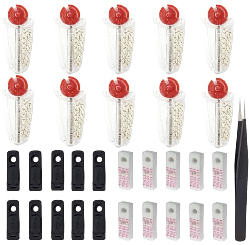 AMSNINK 10 Feuersteine und 10 Docht Set für Zippo & Clipper, 31-teiliges Benzin Feuerzeug Zubehör mit Pads, Filz und Pinzette – Komplettes Wartungsset für Lighter