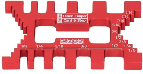 DUIMIMI Woodworking Dovetail Jig Caliper Tool, Aluminum Alloy, Metrication and Imperial Scales, Tenon & Height gauges for Precision Jointing, Router and Table Saw Depth Adjustments (Red)