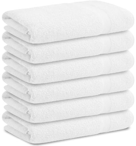 Wholesale Trade Dealz 6 X Guest Towels 30 cm x 50 cm Luxury Super Soft 100% Egyptian Cotton Quick Dry 600GSM Hand Towels Set For Daily Use (White)