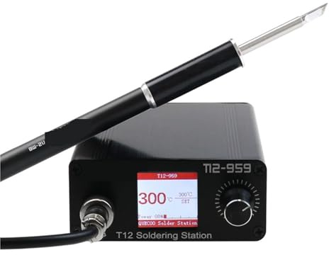 Estacion Soldadura, T12-959 V5.1 Estación De Soldadura Soldador Electrónico Pantalla Digital Más Grande Y Punta De Hierro Con Mango M8 De 5 Pines, Estación De Soldadura Digital(SET1)