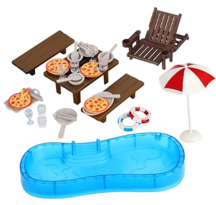 BESPORTBLE 2 Sets Dollhouse Swimming Pool Miniature Furniture DIY Miniature Kit Decoration Decoration Doll House Plastic