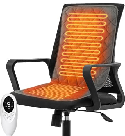Cuscino riscaldato, 45 x 90 cm, coprisedile riscaldato con 9 livelli di temperatura regolabili, spegnimento intelligente a tempo, fissaggio elastico antiscivolo, scaldino per sedia da ufficio per