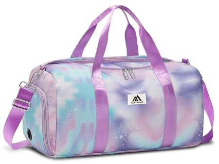 Flintronic Pequeña Bolsa De Deporte para Mujeres, Bolsa De Deporte para Niñas y Niños, Bolsa de Viaje con Zapatero y Bolsillo para Húmedos, para Fitness, Natación y Viaje (Morado)