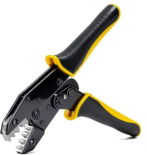 STEELITE Crimping Tool with Quick Release for Non-Insulated Open Barrel Terminals AWG 20-10 Ratchet Wire Terminal Crimper for Electronic