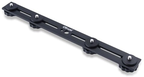 OTraki Dual Blitzhalterung 30cm Aluminium Blitzschiene mit 1/4 Zoll 3/8 Zoll Gewinde Blitzschuhhalterung Flash Bracket Kamera Halterung für DSLR Systemkamera LED Licht Mikrofon Stativ